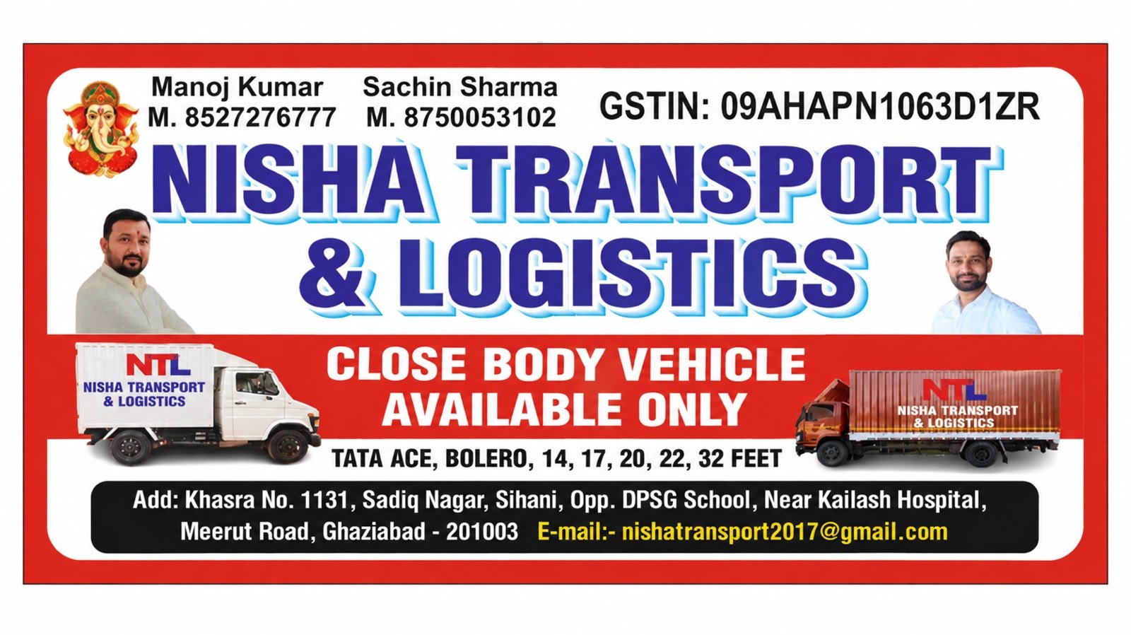 Nisha Transport banner